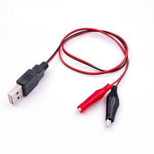 Fabrika OEM USB A çift bakır timsah klipler kablo 5V Test Test devresi için timsah klipler bahar kelepçeleri ile açar
