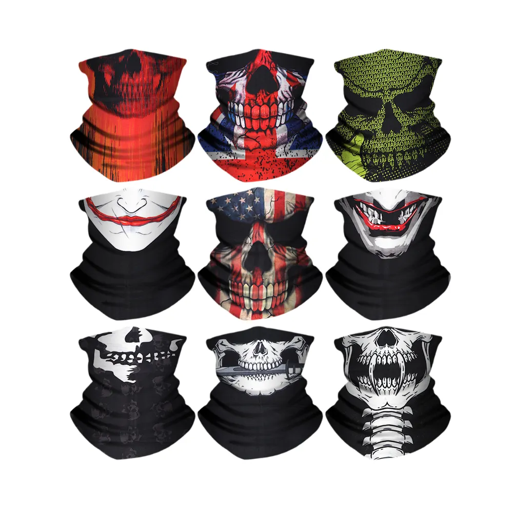 9 pieces/pack mixed Outdoor Sports Multifunctional face mask scarf Headwear polyester Bandana headband tube neck