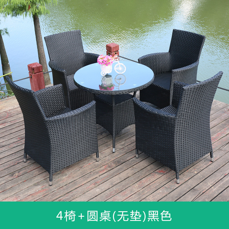 4 chair + 80x80cm round table-black