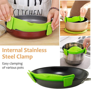 Cooking Helper Silicone Clip on Strainer for <strong>Pots</strong>, <strong>Strain</strong> <strong>Pot</strong> &amp; Pasta Strainer for Meat, Vegetables, Fruit, Kitchen Gadgets - Product Image 3