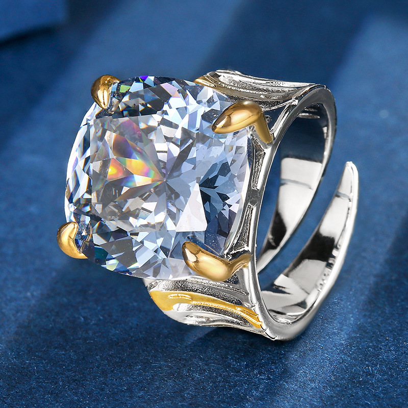 adjustable size White Blue plated ring