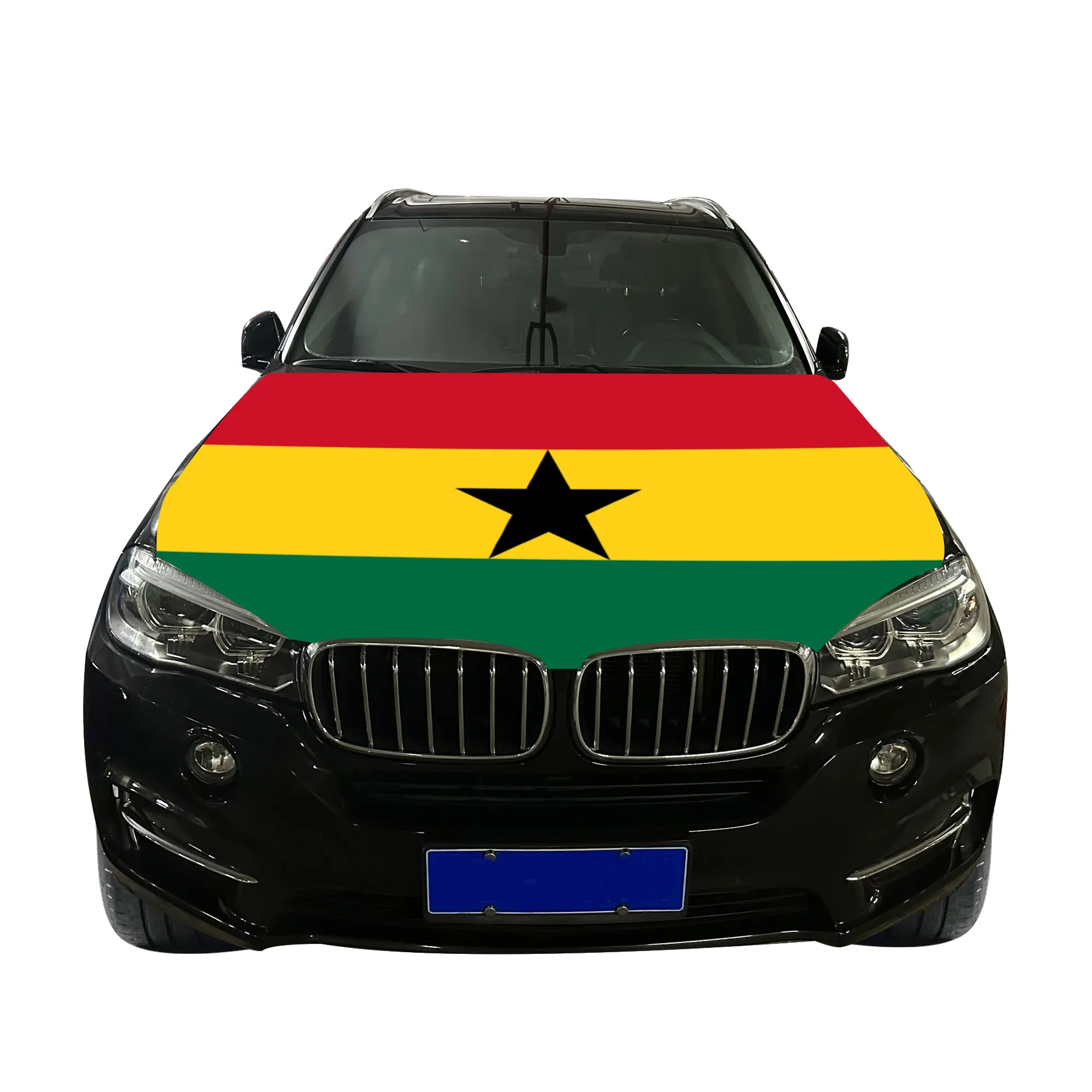 Dệt Kim Polyester Chất Lượng Cao Ghana Xe Mui Xe Bìa Cờ Quốc gia Xe Mui Xe Bìa Cờ
