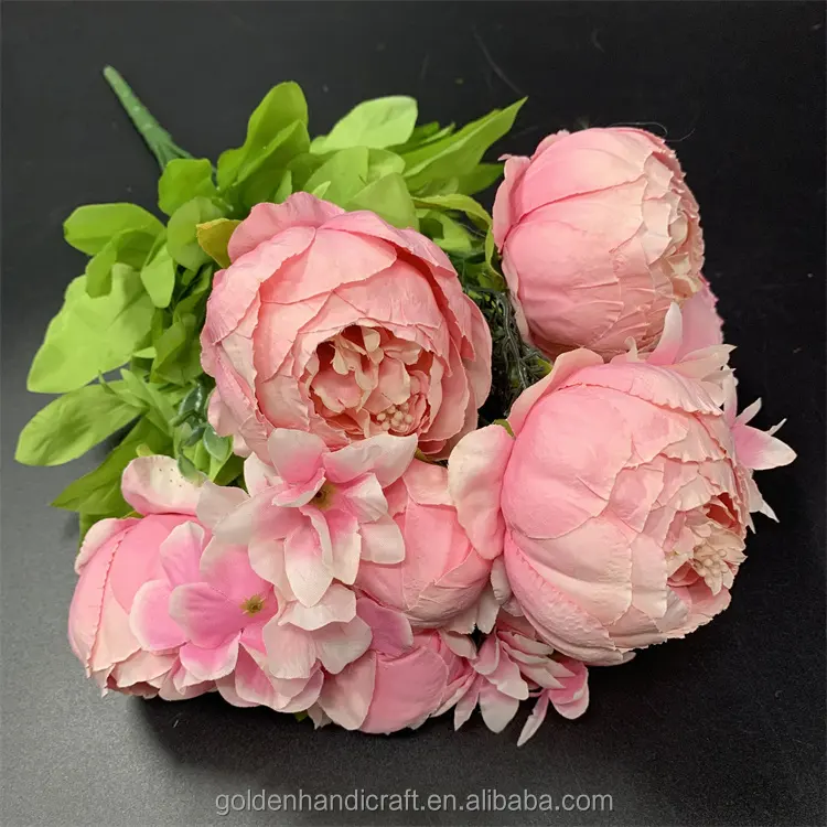 Qslh ti212 flor artificial de peônias, rosas de peônias artificiais de seda, decoração de casa, flor artificial para casamento