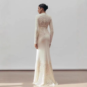 Luxury Vintage <strong>Elegant</strong> Organza Evening Dress High Quality White Hook Flower Fishtail Anti-Static Formal Party Style for Banquet - Product Image 2