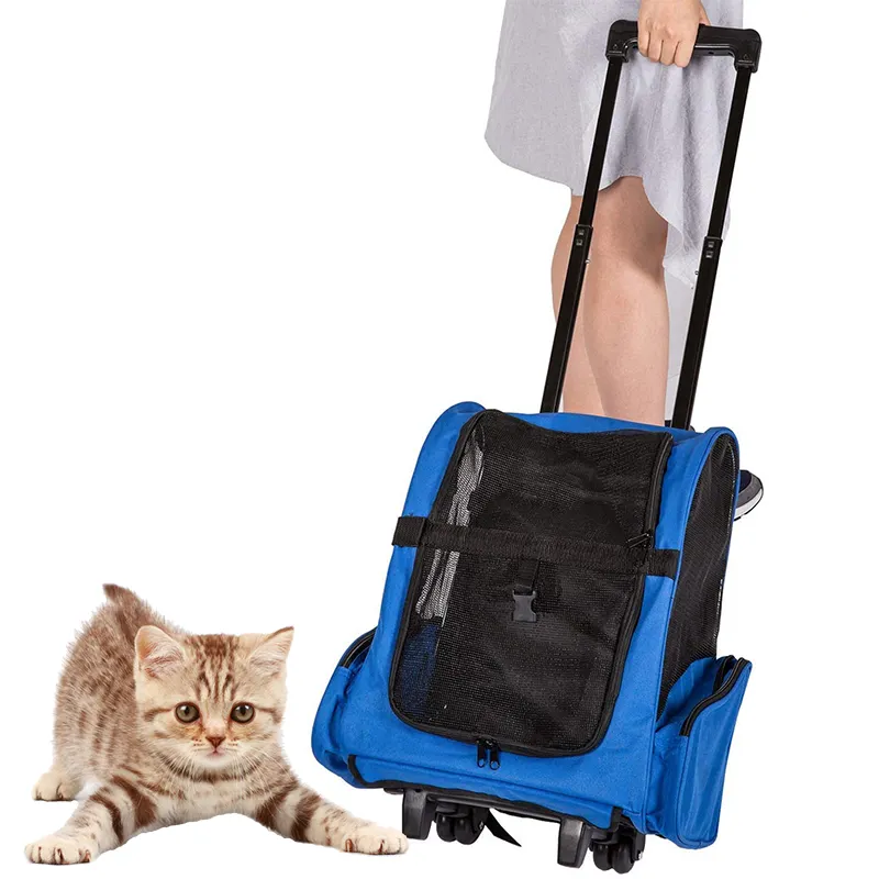 पालतू यात्रा रोलिंग बैग रोलिंग पहियों के साथ कुत्तों के लिए पालतू वाहक वाहक