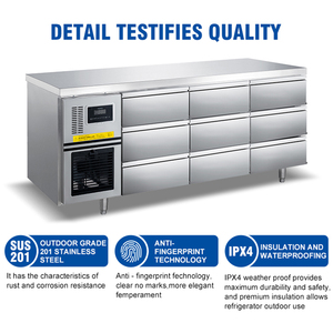 Restaurant Refrigerator SUS304 <strong>Chiller</strong> <strong>350l</strong> 450l 650l Undercounter Multiple Drawers Freezer