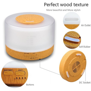 Diffusore di olio essenziale di grano di legno 500ml diffusore di aromaterapia ad ultrasuoni con Timer tranquillo camera da letto uso ufficio di Yoga a casa - Product Image 5