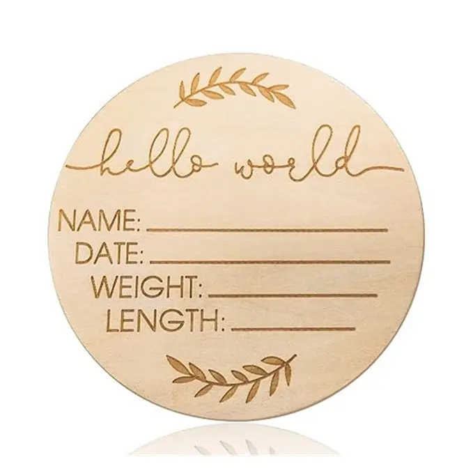 wooden hello world newborn signs double-sided wooden baby monthly milestone cards
