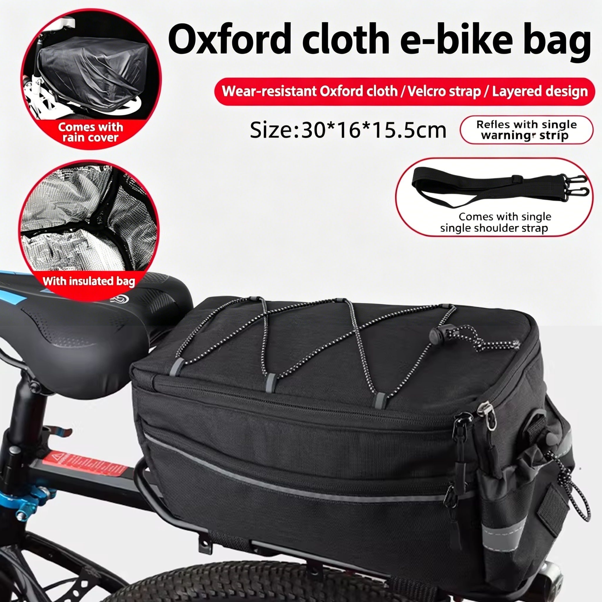 Sac de siège arrière en tissu Oxford - Noir