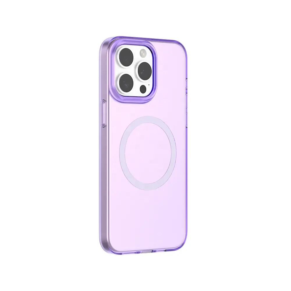 Casing ponsel pintar modis tahan guncangan warna Neon bening casing ponsel magnetik untuk iPhone 15 Pro Max