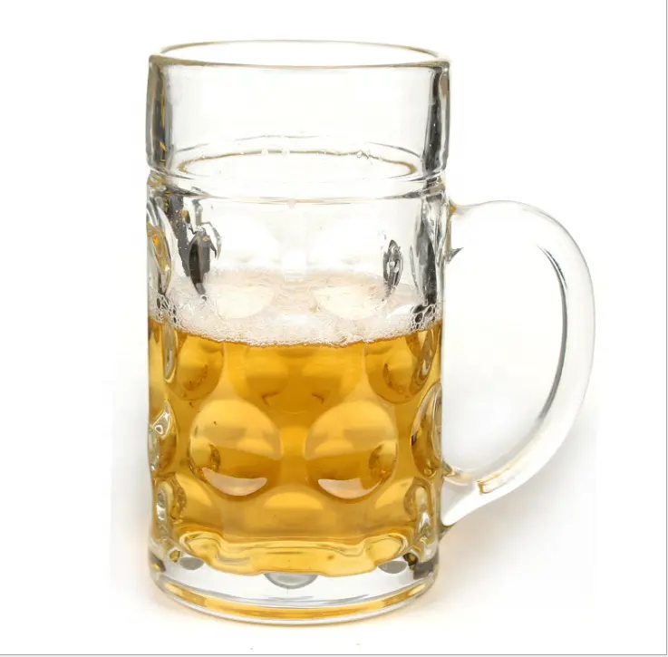 Big 1 Liter Glas Bierkrug 600ml 1300ml Benutzer definiertes Logo Leere Bierkrug Gläser Milch tee tassen Transparente Glass chale mit Griff