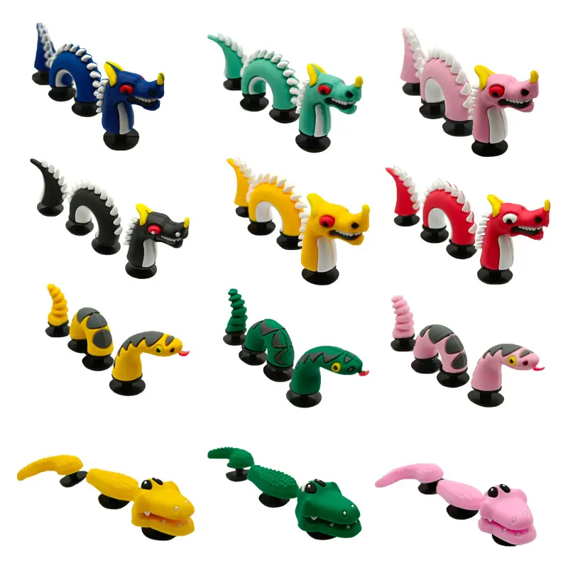 Prezzo di fabbrica personalizzato 3 pz/set di decorazione di scarpe Cool accessori per zoccoli in gomma 3D drago serpente coccodrillo PVC zoccola Charms