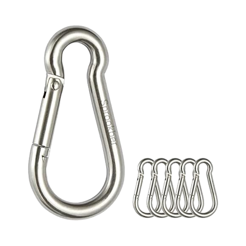 Sprookber Set of 6 Carabiner Stainless Steel Spring Snap Hook 304 Plain Finish for Mining Application