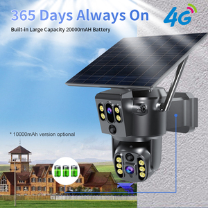 Sistema de seguridad para el hogar con sensor de movimiento de cámara 360, cámara con energía solar multidireccional con paneles solares, cámara con lámpara solar - Product Image 3