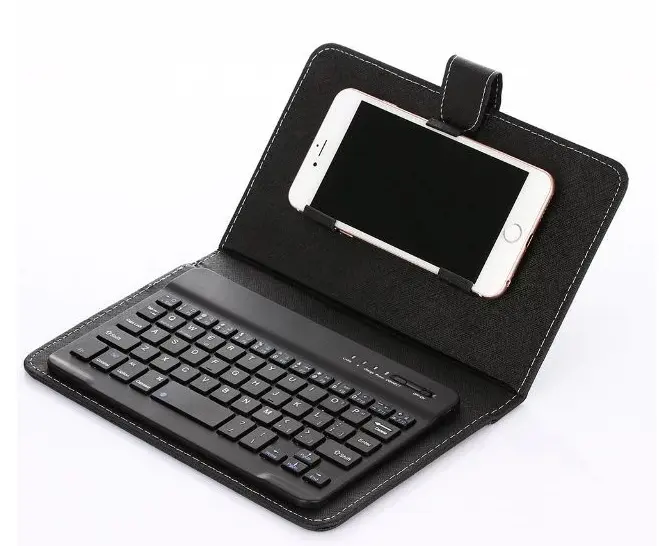 All'ingrosso mini 4.8-6 pollici cassa della tastiera senza fili del telefono mobile in pelle con il basamento