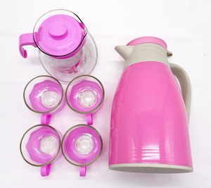 现代设计6件套家用茶具可持续塑料咖啡壶杯过滤器1000毫升容量经典风格 - Product Image 3