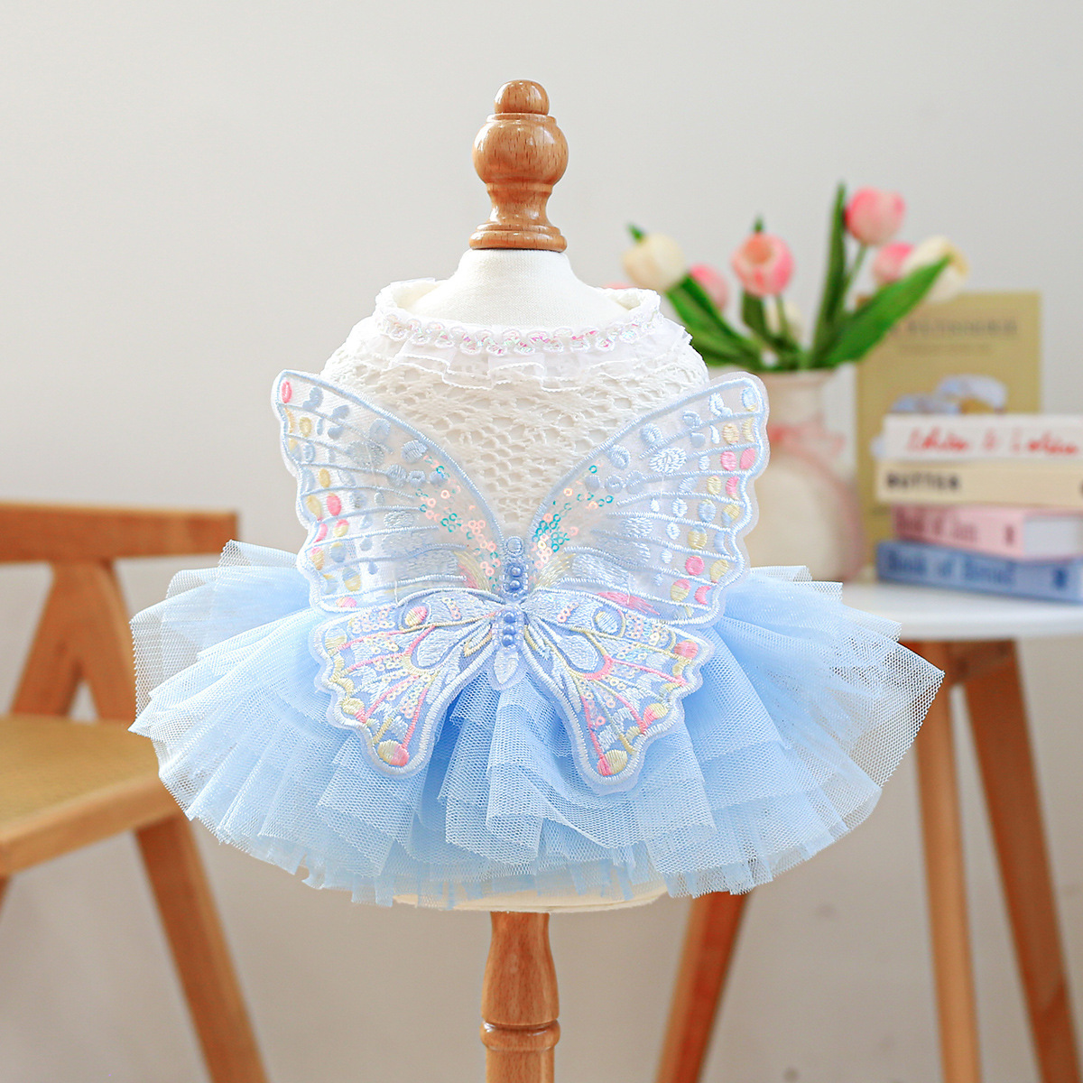 Butterfly fairy gauze skirt-sky blue