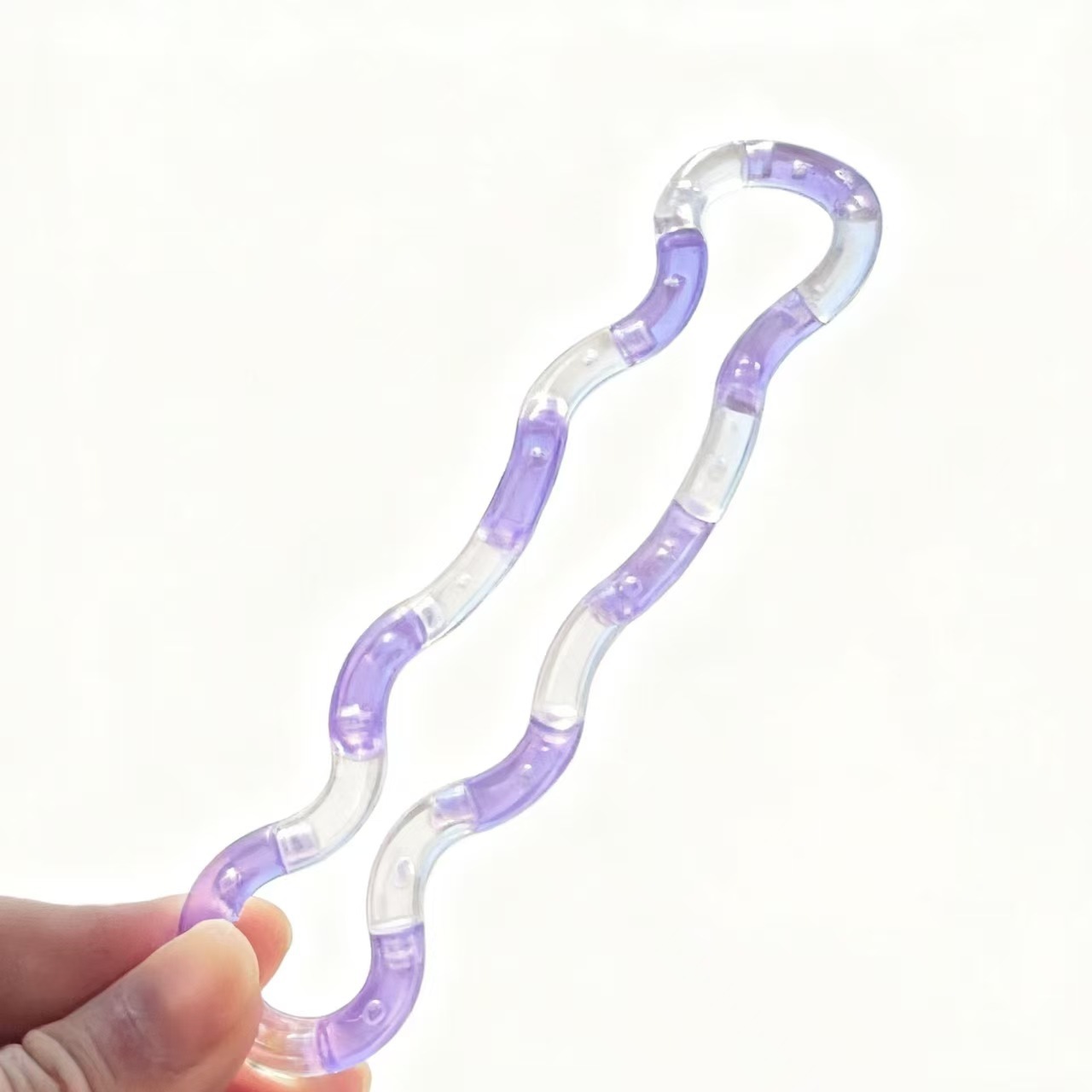 Crystal transparent double color twist bag-purple white