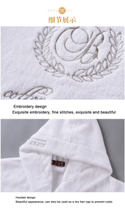Embroidery Logo 5 Star Luxury Hotel Cotton Terry Hooded Bathrobe <strong>Cusum</strong> Logo Fluffy Robe Peingoir De Bain Spa Grande Taille