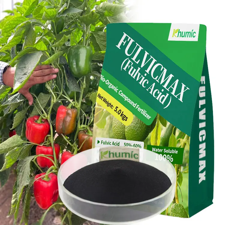 super grow fertilizer potassium humic foliar drip fertilizer 100% soluble leonardite humic and fulvic acid powder