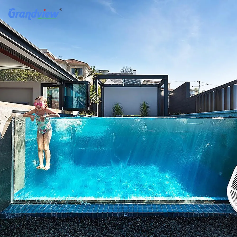 Piscina grande y gruesa de acrílico, resistente a los rayos UV, ventana de acrílico para piscina
