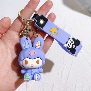 2024 Kulomi Mais Novo <span class=keywords><strong>3D</strong></span> Silicone Macio PVC Chaveiro Dos Desenhos Animados Anime De Borracha Mellody Pingente com Metal KT Chaveiros
