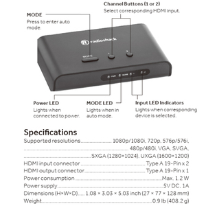 Neustil 2-Eingang/-1-Ausgang HDMI-Selektor Matrix-Videoschalter