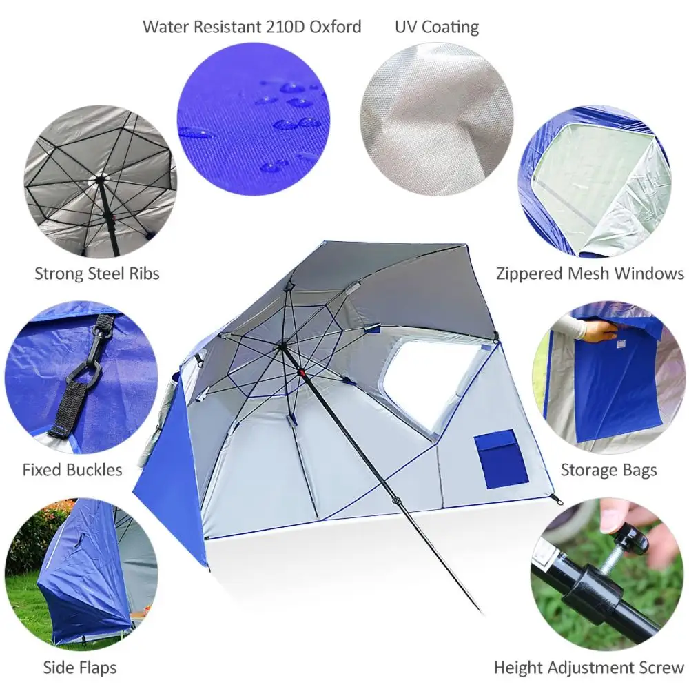 Grande giardino ombrellone esterno 2.4m ombrellone pieghevole tenda, protezione solare impermeabile ombrellone campeggio esterno