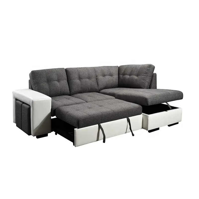 Moderno sofá de esquina de moda conjunto sala de estar sofá tapicería muebles sofá cama con almacenamiento