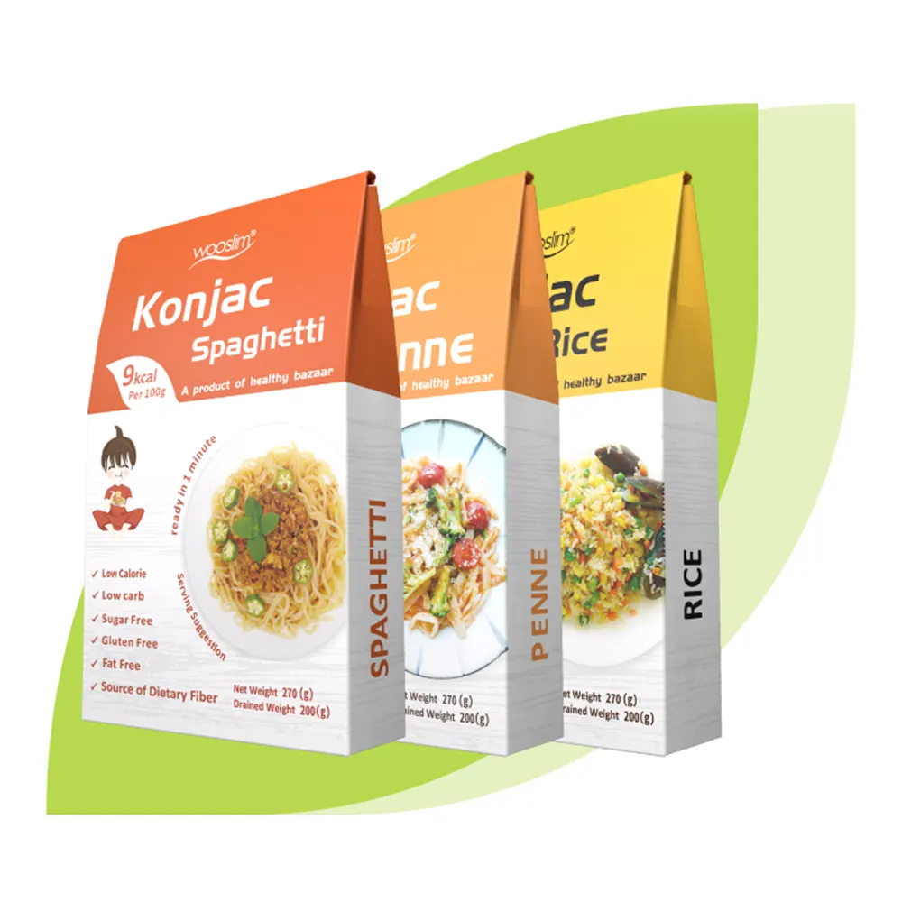 Fideos shirataki secos de comida Keto saludable con alta fibra dietética Baja calorías de pasta konjac
