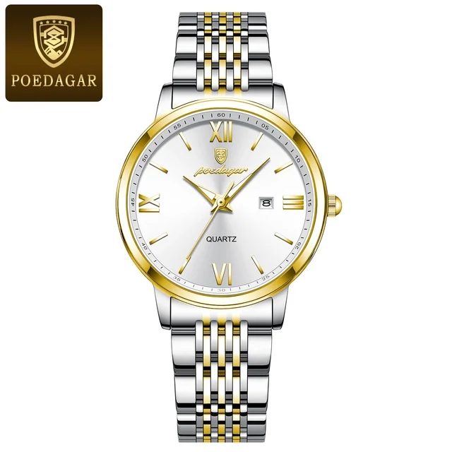 1 white dial silver gold strap