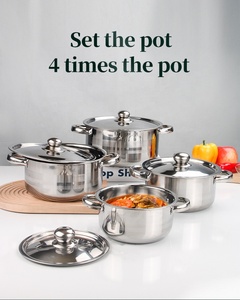 8 Pcs Large Capacity Stainless Steel Soup Pot <strong>Set</strong> High Quality Non-stick <strong>20</strong>-26cm Cookware <strong>Set</strong> with Gift Box