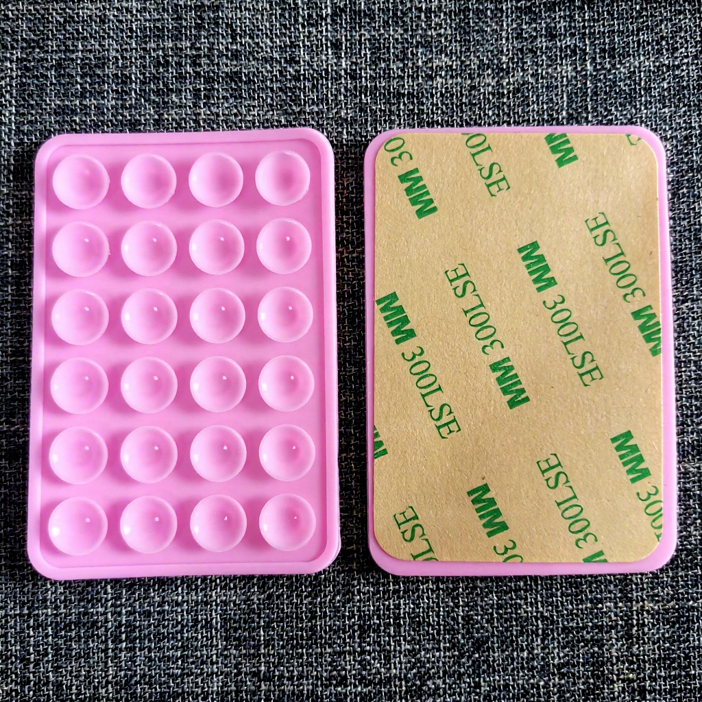 Pink with adhesive-thickened 24 square suction cup