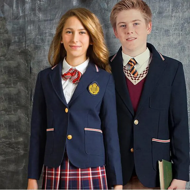 Moda de estilo inglés de la escuela formal blazer trajes uniformes