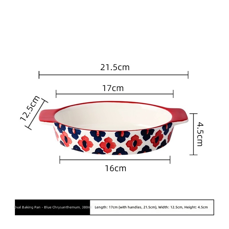 Blue-leaf chrysanthemum oval baking pan