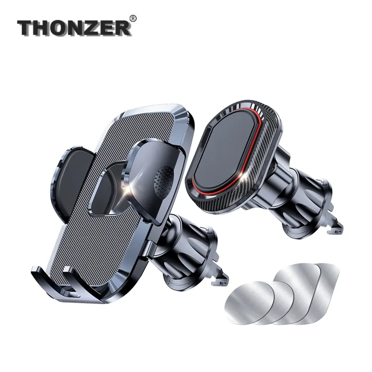 Thonzer Car Phone Holder Mount + Car Magnetic Phone Holder , Upgraded Car Vent Phone Mount Compatible with All Smartphones