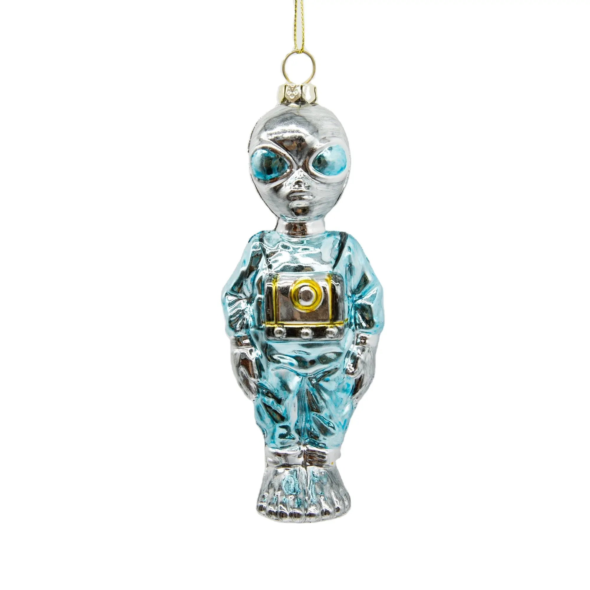 Peint à la main Arbre De Noël Spatial Extraterrestre Artisanat Verre En Plastique Faite sur commande de Cadeau Argent Afro-Américain Ornement Décoration De Noël