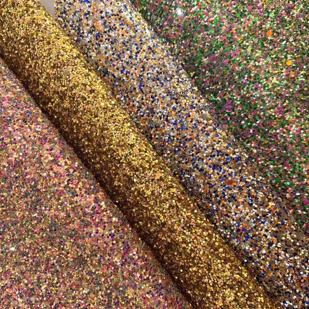 Mixed color glitter vinyl fabric roll for shoe material and hairbow