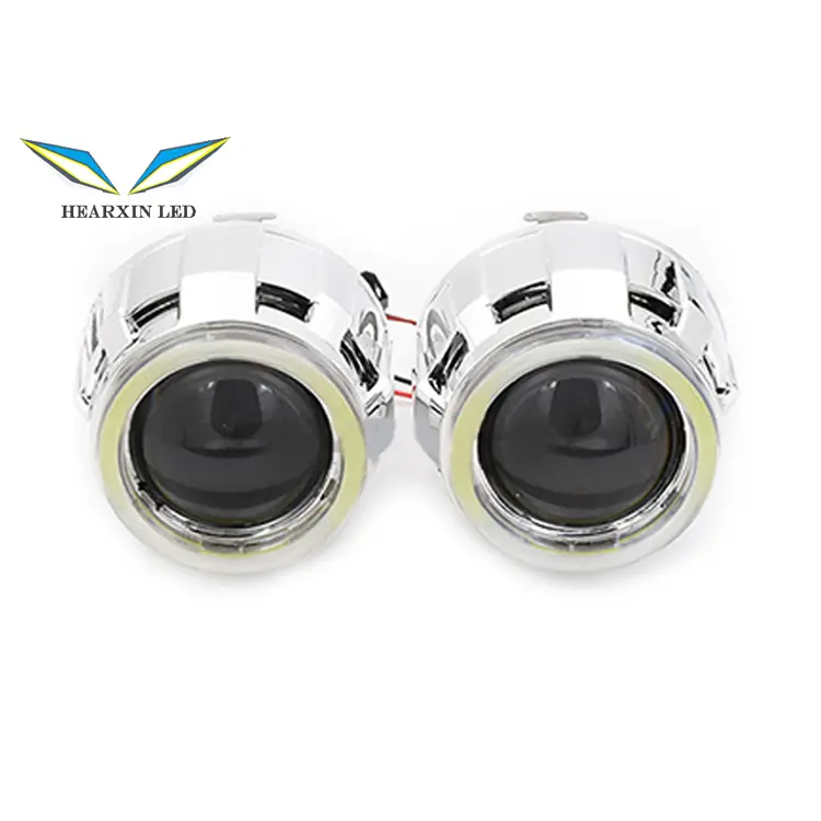 Angel eyes projetor de led bi xenon, h4 h7 lentes de farol cob drl halo mini 2.5 para carro acessórios retrofit