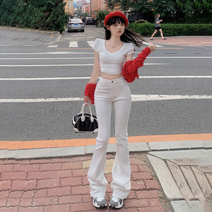 热卖夏季新款女装柔软牛仔腿牛仔裤女装牛仔裤