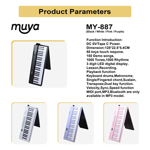 MIJN MUZIEK MY-887 88-toetsen draagbaar LED opvouwbaar digitaal MIDI piano <span class=keywords><strong>keyboard</strong></span> elektronisch orgel muziekinstrumenten - Product Image 3