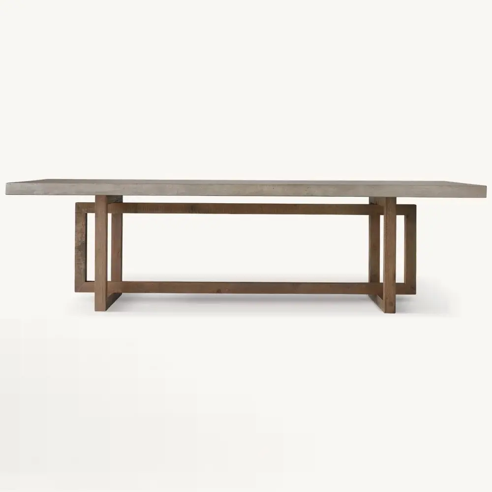 Table à manger rectangulaire en bois de style moderne américain Table ronde en bois massif Table à manger en béton