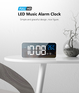 Sveglia musicale da tavolo con Display digitale a LED musicale con specchio 2 impostazioni di allarme