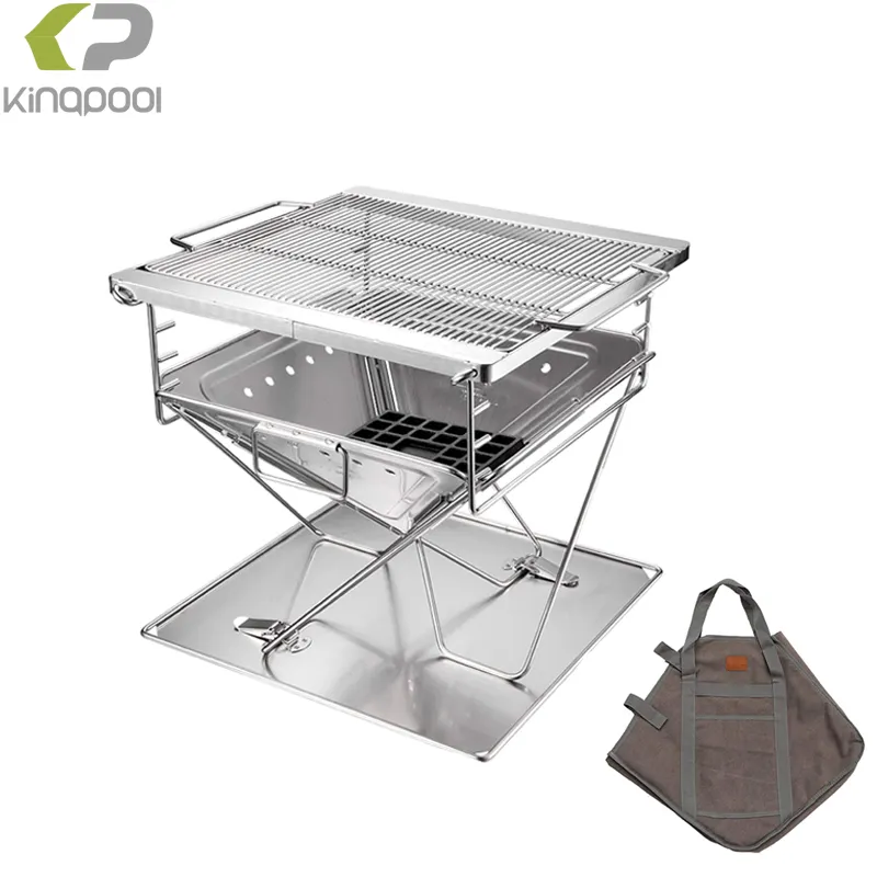 Kingpool Wandern Back packing Tragbare Camping Holzofen BBQ Grills Outdoor Faltbare Feuerstelle Barbecue Rack Charcoal Grill