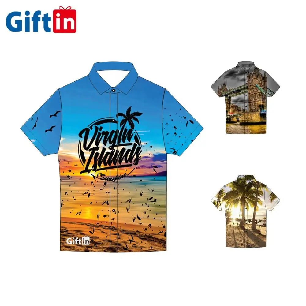 Индивидуальные быстросохнущие дышащие пляжные рубашки в стиле 3d с принтом Мужская Гавайская пляжная рубашка с памятью острова