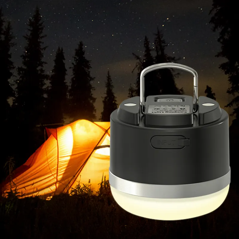 Lâmpada portátil multifuncional para acampamento, luz led, bateria recarregável, emergência, áreas externas, camping, lanterna