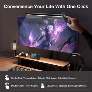 แถบไฟสำหรับตรวจสอบหน้าจอคอมพิวเตอร์แบบอสมมาตรสำหรับการดูแลดวงตาไฟ LED แสดงงานไฟตั้งโต๊ะ