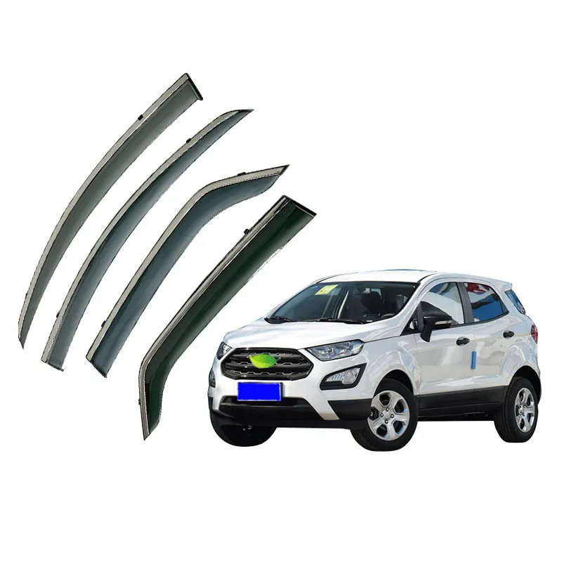 Viseras de ventana compatibles con Ford Ecosport 2013-2019, protector de lluvia de montaje exterior con embellecedor cromado