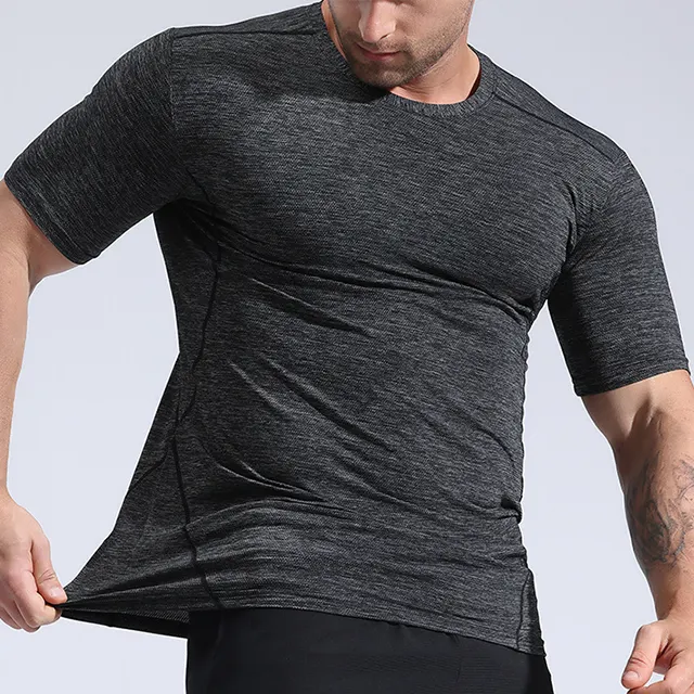 Camiseta de manga corta con cuello redondo para hombre y mujer, camisa de entrenamiento elástico de altura ajustada para correr, secado rápido, Verano