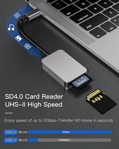 2 in 1 UHS-II kart okuyucu USB-C bellek kart okuyucu süper hızlı tip C 3.1 SD4.0/TF OTG kart okuyucu cep telefonu için - Product Image 3